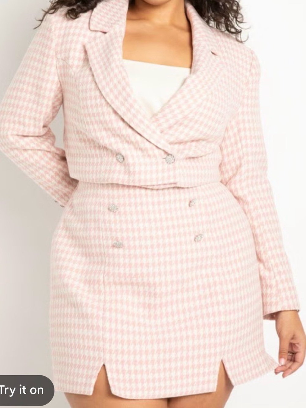 Eloquii Pink Houndstooth Blazer Dress